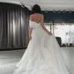 Ivory One Shoulder A-line Organza Simple Wedding Dresses Long Prom Dress,DP1245