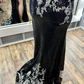 Black Spaghetti Straps Sequined Long Prom Dress with Slit,DP1260