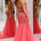 Gorgeous Tulle Beading Mermaid Spaghetti Straps Long Evening Dress ,DP1264