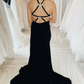 Black Charming Bow Halter Backless Long Party Dress,DP1268