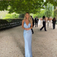 Light Blue Deep V Neck Long Party Dress Wedding Guest Dress,DP1285