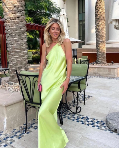 Sage Green Halter Backless Party Dress Simple Wedding Guest Dress,DP1299