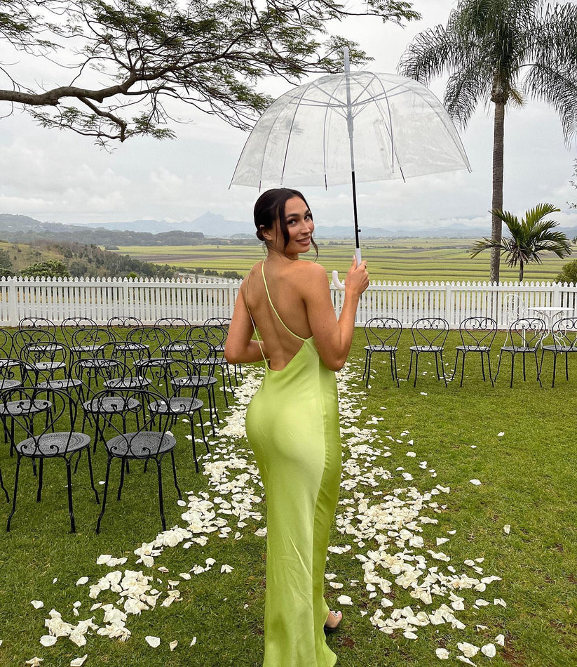 Sage Green Halter Backless Party Dress Simple Wedding Guest Dress,DP1299