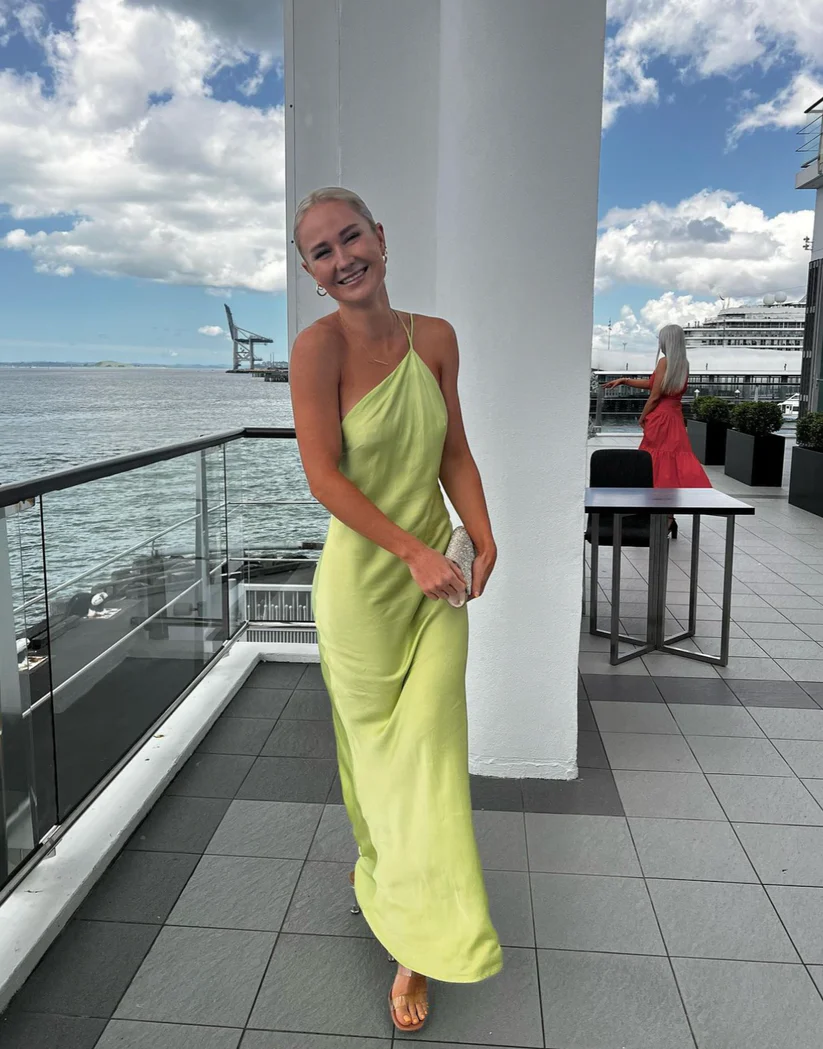 Sage Green Halter Backless Party Dress Simple Wedding Guest Dress,DP1299