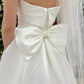 White Strapless Bow-Back Pearls A-Line Wedding Dress,DP1321