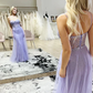 Purple Spaghetti Straps Corset Tulle Mermaid Long Prom Dress,DP1338