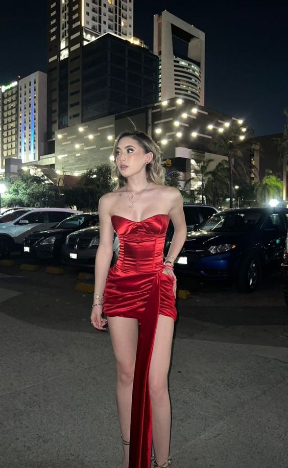 Red Velvet Strapless Short Prom Dress Evening Party Dress,DP1340