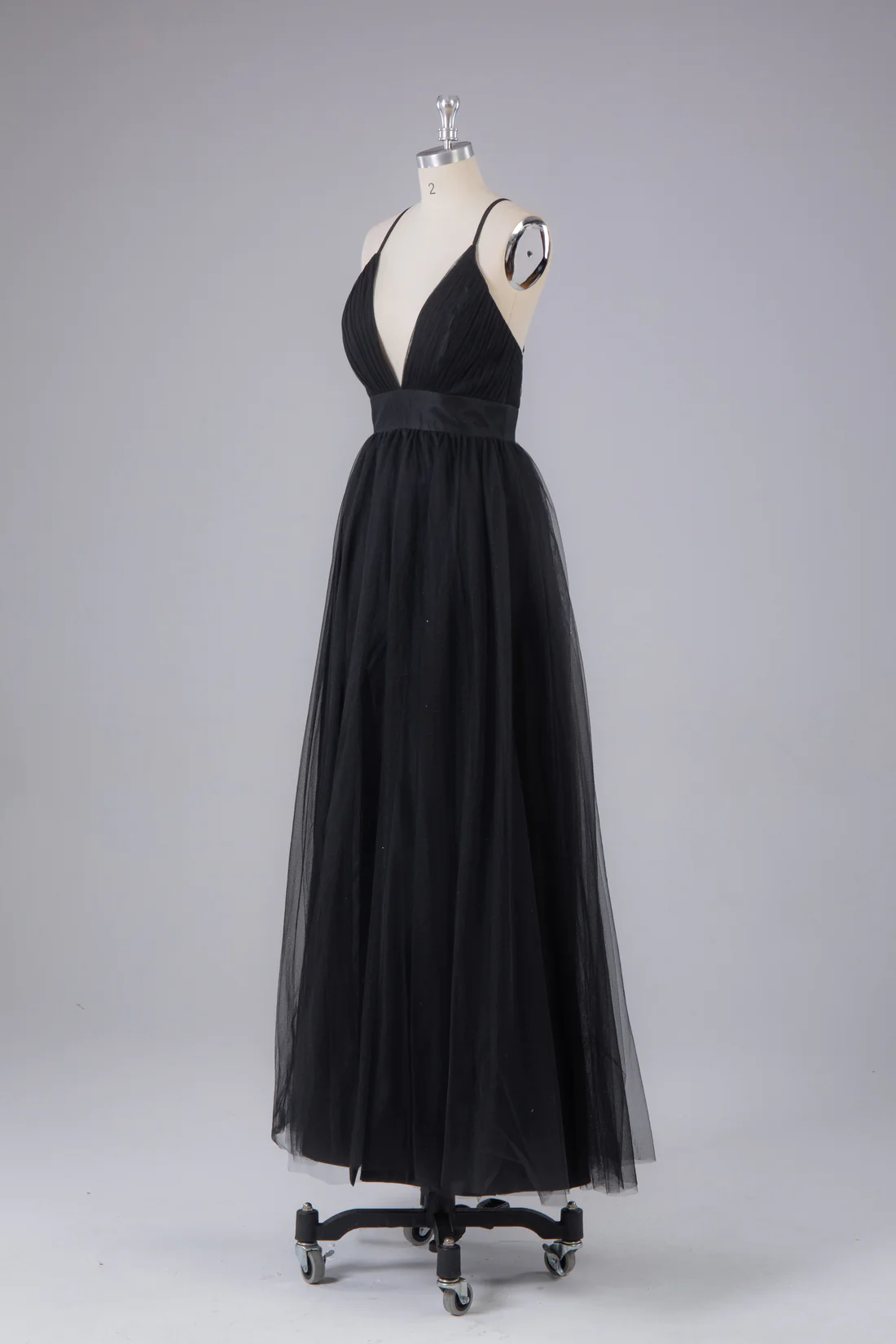 Black Elegant Tulle A-Line Backless Floor Length Prom Dress Formal Party Dress,DP1343