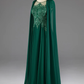 Dark Green A-Line Lace Appliques Chiffon Long Prom Dress Formal Party Dress,DP1348