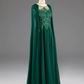 Dark Green A-Line Lace Appliques Chiffon Long Prom Dress Formal Party Dress,DP1348