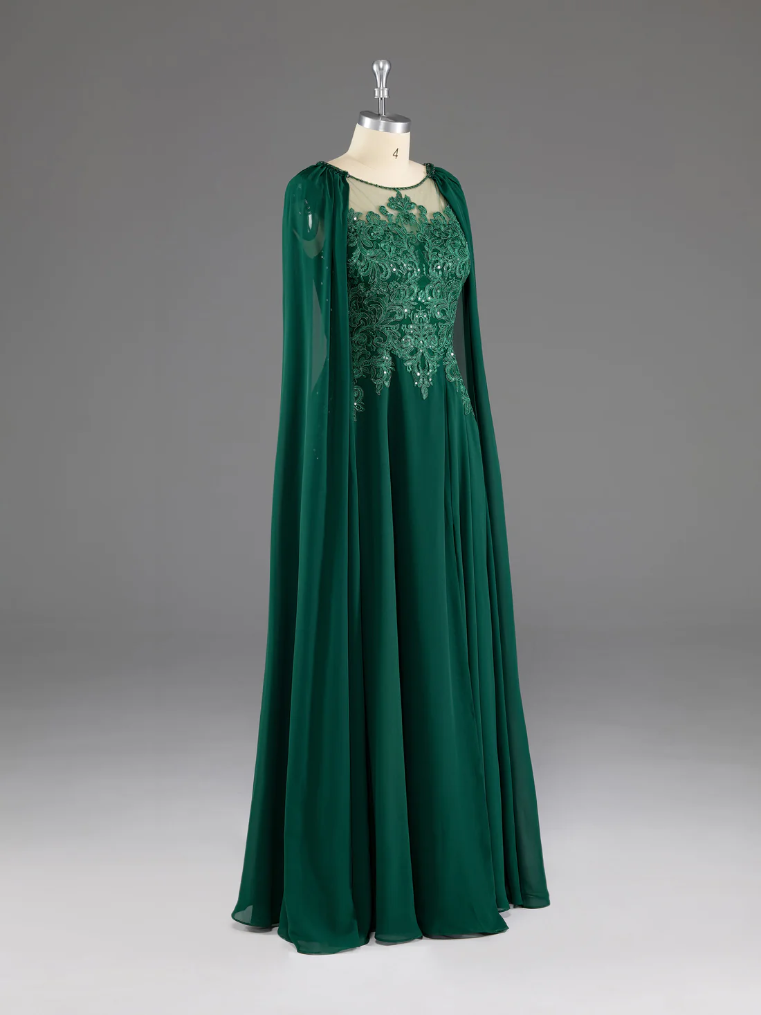 Dark Green A-Line Lace Appliques Chiffon Long Prom Dress Formal Party Dress,DP1348