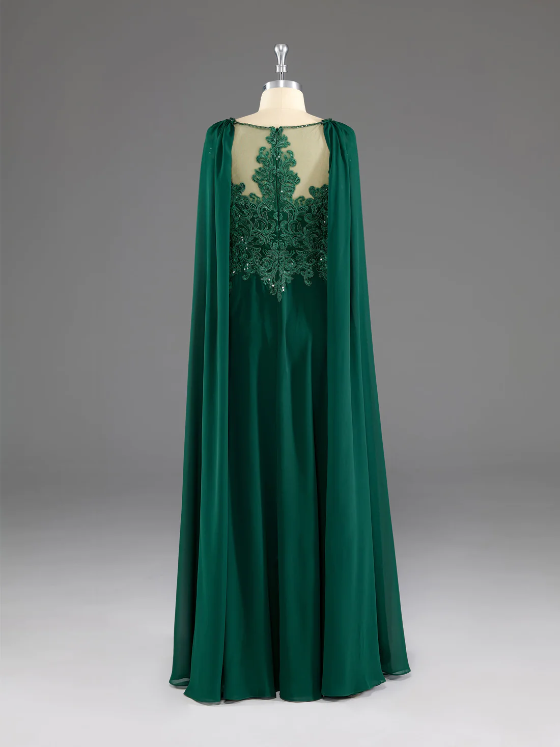 Dark Green A-Line Lace Appliques Chiffon Long Prom Dress Formal Party Dress,DP1348