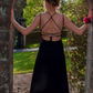 Black A-Line V Neck Backless Long Prom Dress Formal Party Dress,DP1353