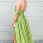 Green Off Shoulder Backless A-Line Long Prom Dress,DP1358