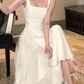 Elegant Ivory A-Line Square Neck Chiffon Ankle Length Prom Dress,DP1362