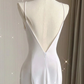 White Chiffon Sheath Backless Party Dress With Ruffles Long Prom Dress,DP1363