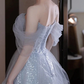 Shiny A-Line Off the Shoulder Tulle Long Prom Dress Evening Gown,DP1398