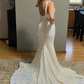 Ivory One Shoulder Sequins Mermaid Long Prom Dress with Slit,DP1404