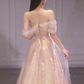 Sparkly Sweetheart A-Line Off Shoulder Long Prom Dress Formal Evening Dress,DP1409