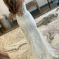 White Tulle Lace Appliques Mermaid Long Prom Dress Light Wedding Dress,DP1426