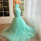 Mint Green Sweatheart Tulle Mermaid Long Evening Prom Dress,DP1429