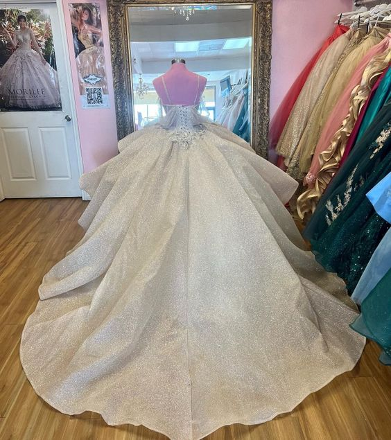 Champagne A-Line Off Shoulder Quinceanera Dress Sweet 16 Ball Gown,DP1431