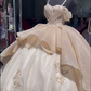 Champagne A-Line Off Shoulder Quinceanera Dress Sweet 16 Ball Gown,DP1431