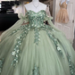 Sage Green A-Line Tulle Appliques Quinceanera Dress Sweet 16 Ball Gown,DP1432