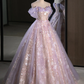 Elegant A-Line Off Shoulder Sequins Floral Long Prom Dress Formal Party Dress,DP1433