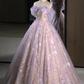 Elegant A-Line Off Shoulder Sequins Floral Long Prom Dress Formal Party Dress,DP1433