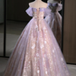 Elegant A-Line Off Shoulder Sequins Floral Long Prom Dress Formal Party Dress,DP1433