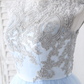 Light Blue A-Line Sleeveless Tulle Appliques Long Prom Dress Formal Party Dress,DP1437