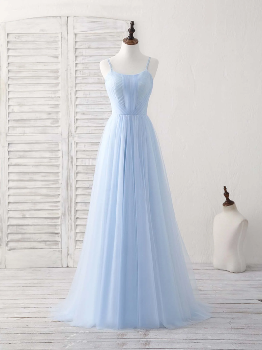 Light Blue Tulle A-Line Formal Party Dress Bridesmaid Dress,DP1442