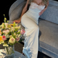 White Strapless Sheath Long Prom Dress Elegant Party Dress,DP1444