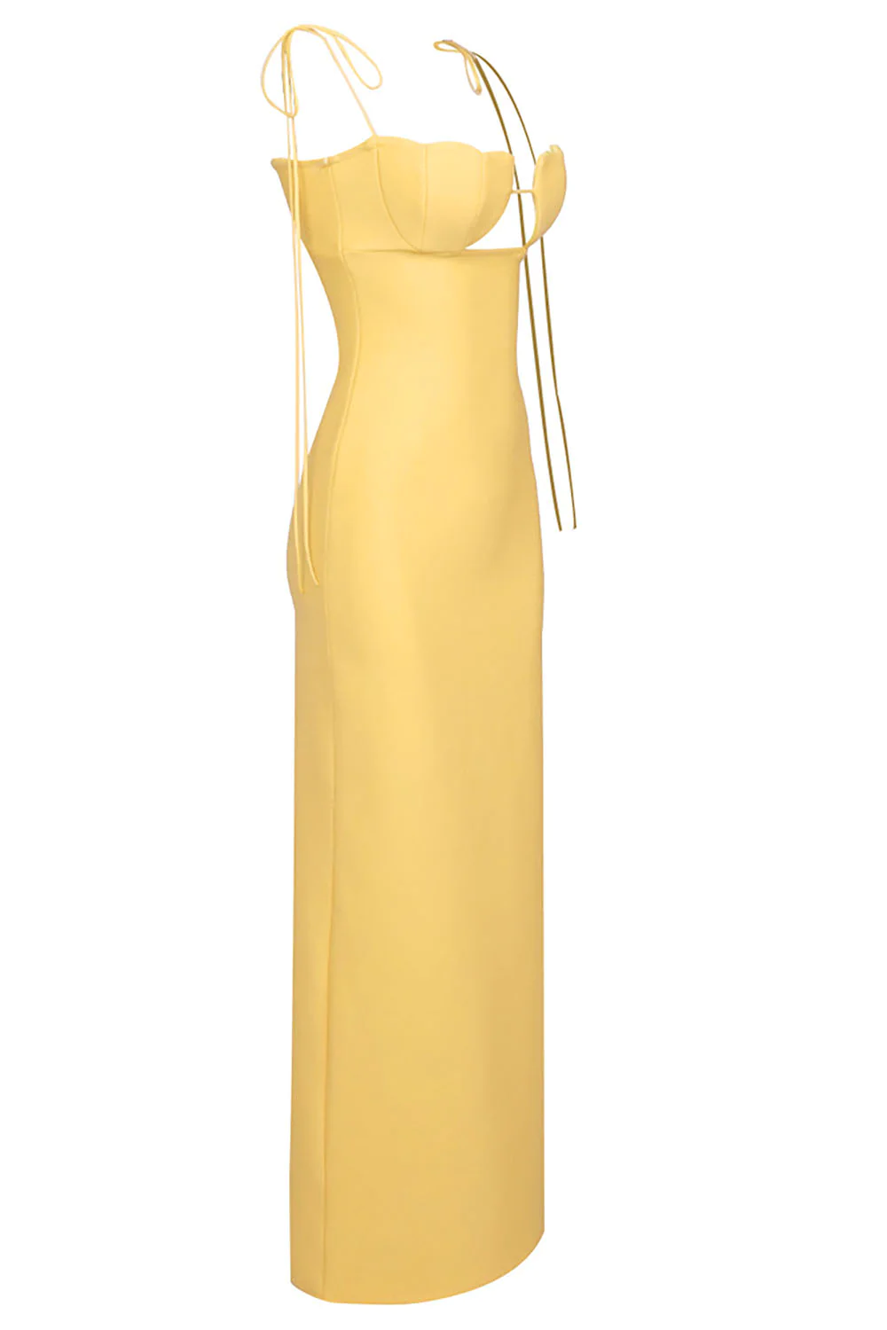 Yellow Spaghetti Straps Long Prom Dress Wedding Guest Dress,DP1445