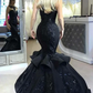 Black Sweetheart Beading Sequin Mermaid Long Evening Dress,DP1455