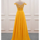 Yellow Off Shoulder A-Line Appliques Long Prom Dress Formal Party Dress,DP1461