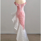 Shiny Pink Off Shoulder Mermaid Chaming Long Prom Dress, DP1462