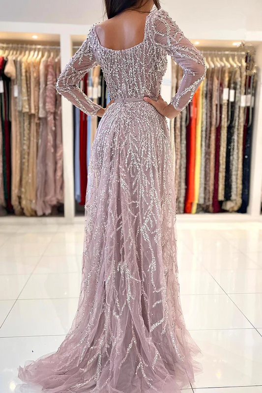 Gorgeous A-Line Beading Long Sleeves Long Prom Dress Formal Party Dress,DP1469