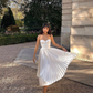 White Sweetheart Strapless Pleats Long Prom Dress Wedding Guest Dress,DP1471