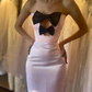 Elegant Pink Strapless Bow Mermaid Long Prom Dress Brithday Dress,DP1491