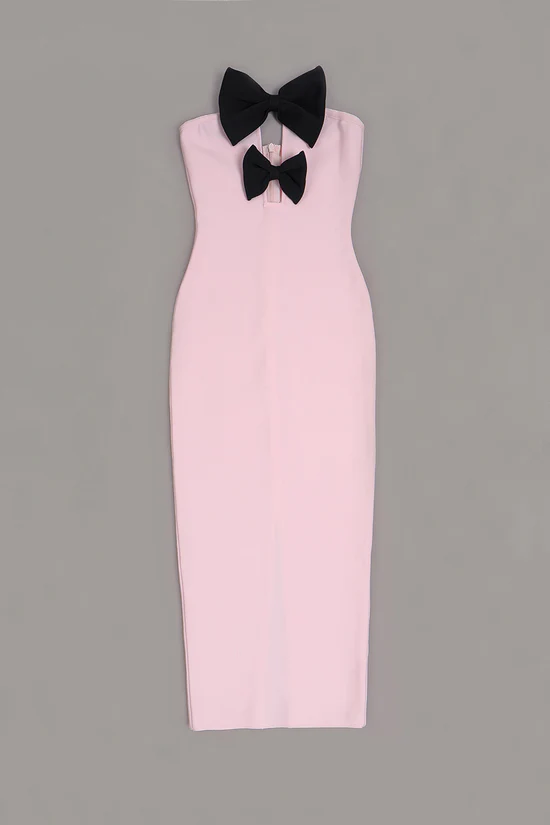 Elegant Pink Strapless Bow Mermaid Long Prom Dress Brithday Dress,DP1491