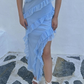 Light Blue Strapless Asymmetrical Party Dress Wedding Guest Dress,DP1495