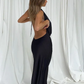 Black Halter Backless Long Prom Dress Wedding Guest Dress,DP1503