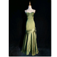 Green Spaghetti Straps Elegant Long Prom Dress,DP1508