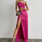 Fuchsia One Shoulder Cut Out Long Prom Dress Evening Party Dress,DP1510