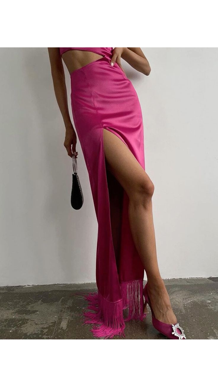 Fuchsia One Shoulder Cut Out Long Prom Dress Evening Party Dress,DP1510