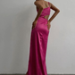 Fuchsia One Shoulder Cut Out Long Prom Dress Evening Party Dress,DP1510