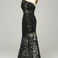 Black One Shoulder Backless Sequins Lace Long Prom Dress,DP1521