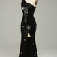 Black One Shoulder Star Sequins Mermaid Long Prom Dress,DP1524